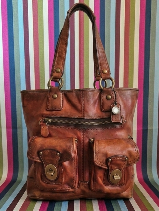 Coach Other - ​RARE 2007 Gigi Coach 65th Anniversary Twin Turnlock Legacy Leather Cognac Tote